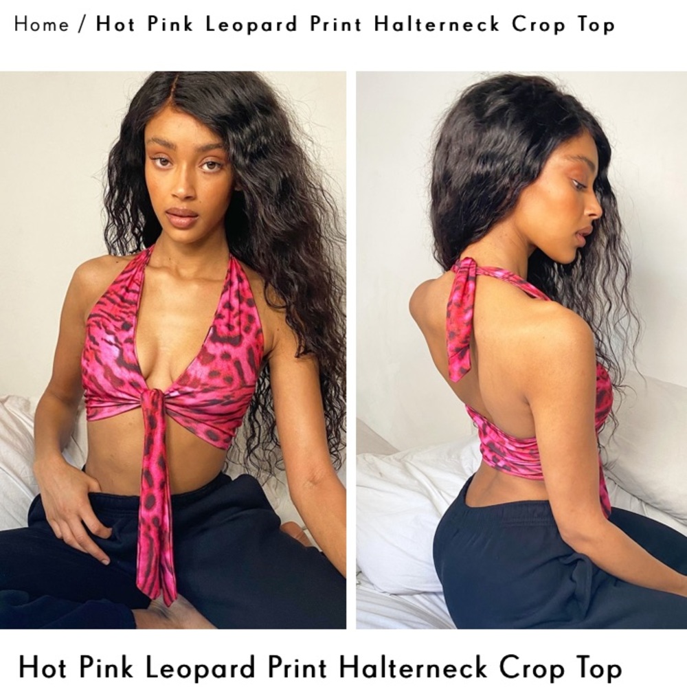 Pretty Little Thing halter front tie top